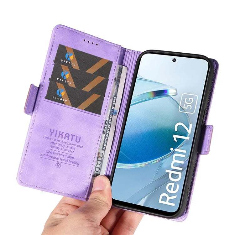 YIKATU YK-007 For Xiaomi Redmi 12 4G / 12 5G (Global) / Poco M6 Pro 5G Leather Case Litchi Texture Phone Cover