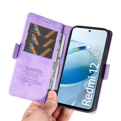 YIKATU YK-007 For Xiaomi Redmi 12 4G / 12 5G (Global) / Poco M6 Pro 5G Leather Case Litchi Texture Phone Cover
