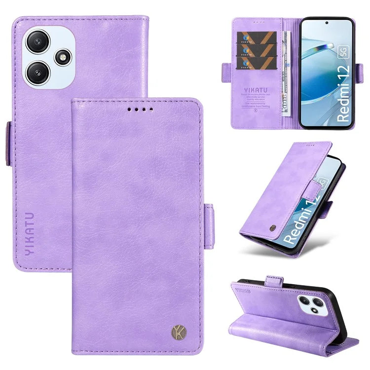 YIKATU YK-007 For Xiaomi Redmi 12 4G / 12 5G (Global) / Poco M6 Pro 5G Leather Case Litchi Texture Phone Cover