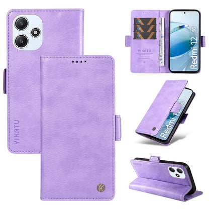 YIKATU YK-007 For Xiaomi Redmi 12 4G / 12 5G (Global) / Poco M6 Pro 5G Leather Case Litchi Texture Phone Cover
