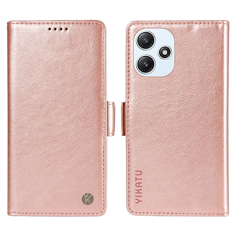 YIKATU YK-007 For Xiaomi Redmi 12 4G / 12 5G (Global) / Poco M6 Pro 5G Leather Case Litchi Texture Phone Cover