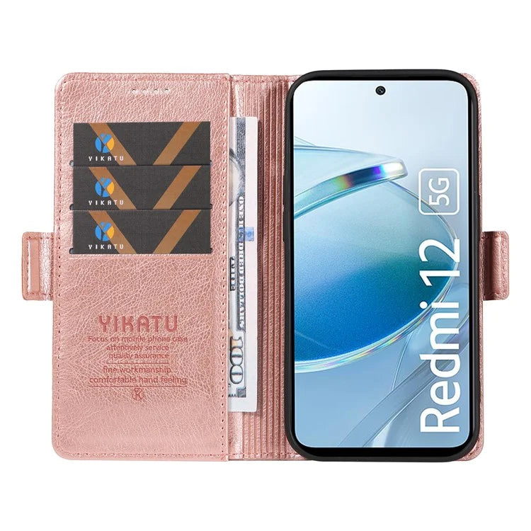 YIKATU YK-007 For Xiaomi Redmi 12 4G / 12 5G (Global) / Poco M6 Pro 5G Leather Case Litchi Texture Phone Cover