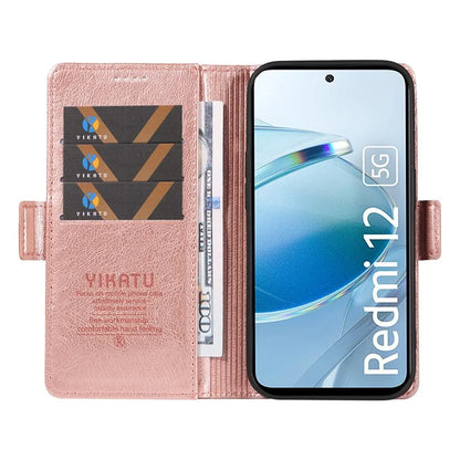 YIKATU YK-007 For Xiaomi Redmi 12 4G / 12 5G (Global) / Poco M6 Pro 5G Leather Case Litchi Texture Phone Cover
