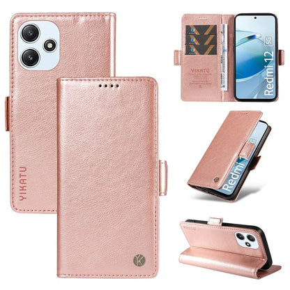 YIKATU YK-007 For Xiaomi Redmi 12 4G / 12 5G (Global) / Poco M6 Pro 5G Leather Case Litchi Texture Phone Cover