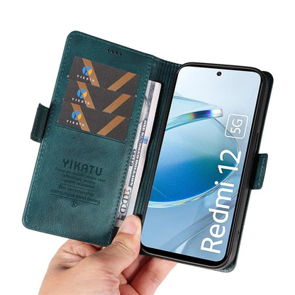 YIKATU YK-007 For Xiaomi Redmi 12 4G / 12 5G (Global) / Poco M6 Pro 5G Leather Case Litchi Texture Phone Cover