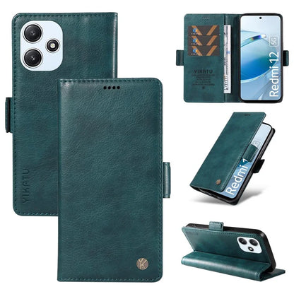 YIKATU YK-007 For Xiaomi Redmi 12 4G / 12 5G (Global) / Poco M6 Pro 5G Leather Case Litchi Texture Phone Cover