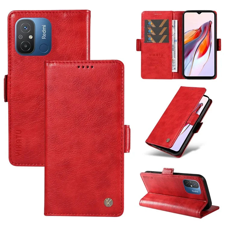 YIKATU YK-007 For Xiaomi Redmi 12C 4G / 11A 4G Case Litchi Texture Stand Smart Phone Cover