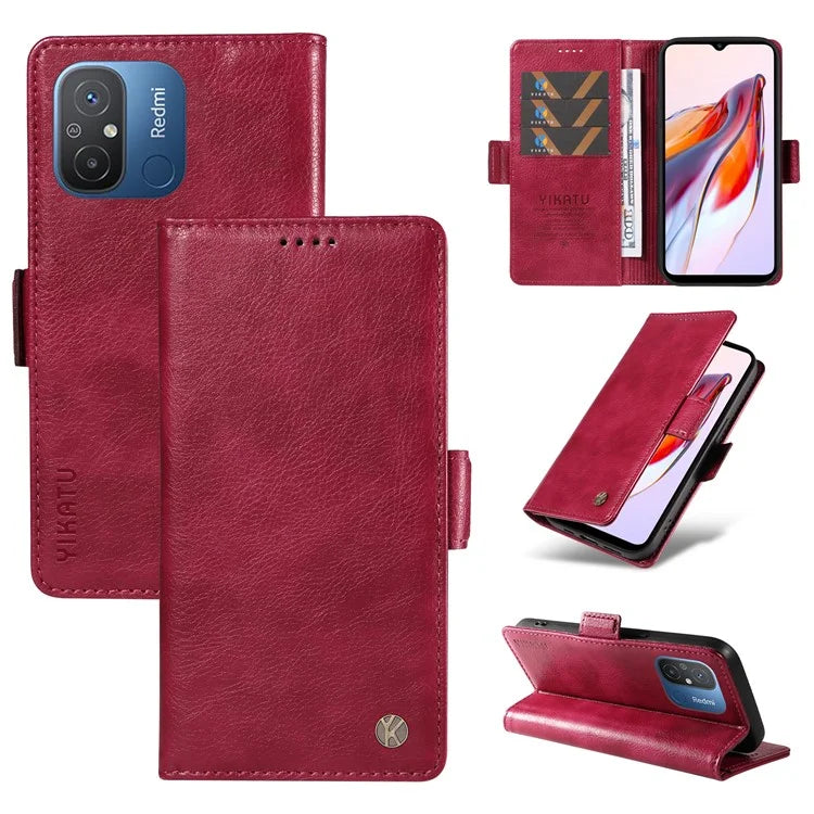 YIKATU YK-007 For Xiaomi Redmi 12C 4G / 11A 4G Case Litchi Texture Stand Smart Phone Cover