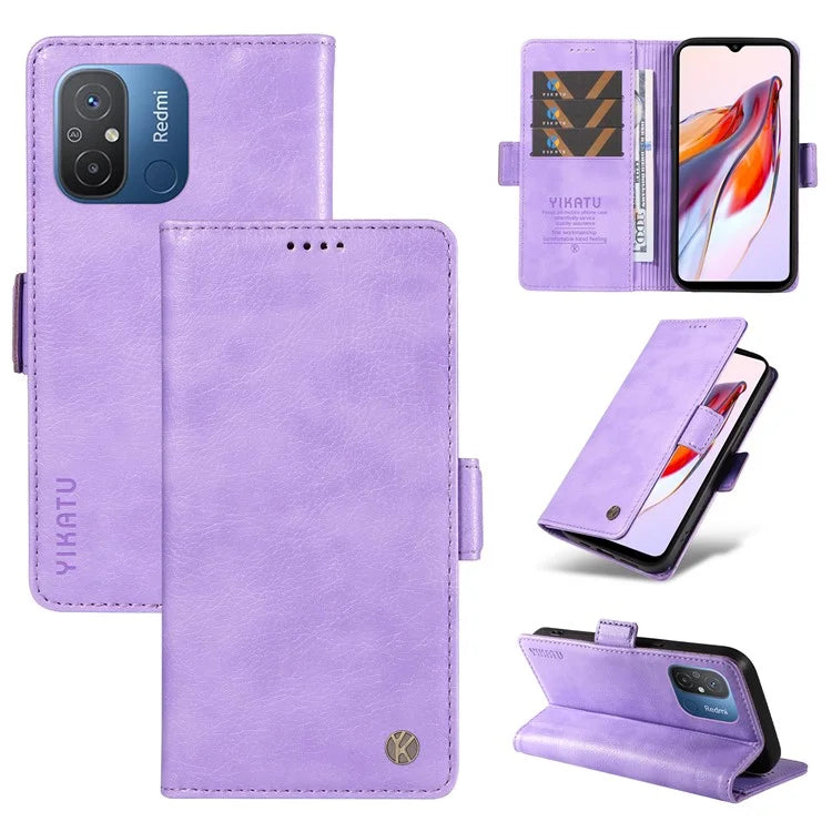YIKATU YK-007 For Xiaomi Redmi 12C 4G / 11A 4G Case Litchi Texture Stand Smart Phone Cover