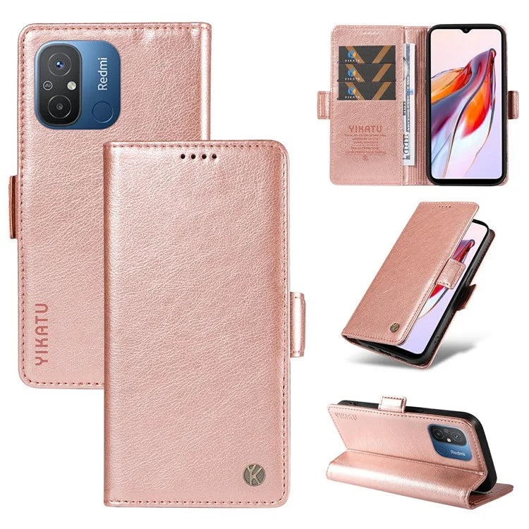 YIKATU YK-007 For Xiaomi Redmi 12C 4G / 11A 4G Case Litchi Texture Stand Smart Phone Cover