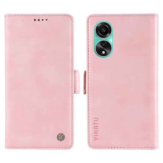 YIKATU YK-007 For Oppo A78 4G Case Litchi Texture Leather Scratch-Proof Phone Shell