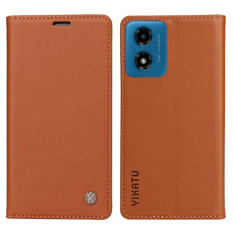 YIKATU YK-001 For Motorola Moto E14 4G / G04 4G / G04s 4G / G24 4G Cell Phone Case Magnetic Closing Leather Cover
