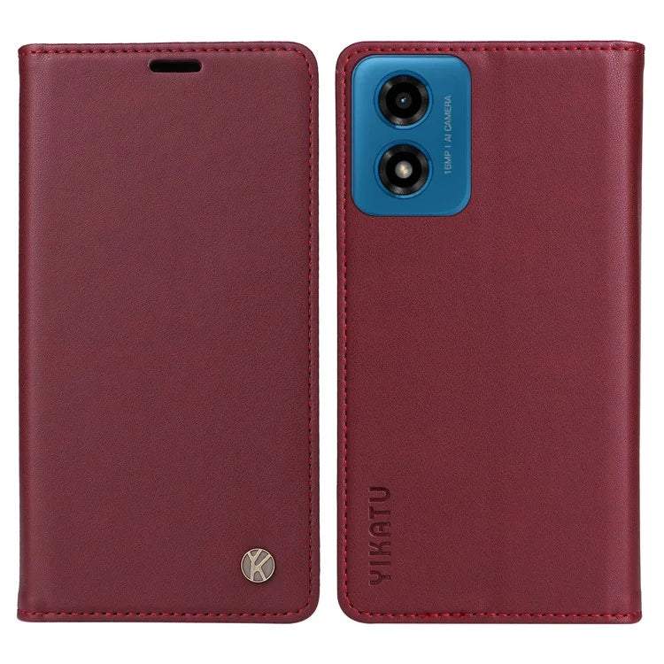YIKATU YK-001 For Motorola Moto E14 4G / G04 4G / G04s 4G / G24 4G Cell Phone Case Magnetic Closing Leather Cover