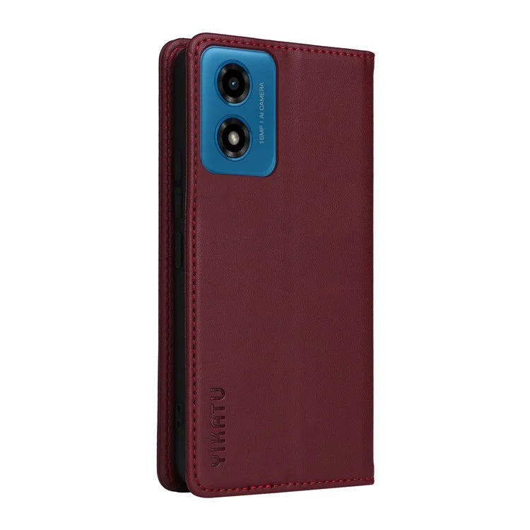 YIKATU YK-001 For Motorola Moto E14 4G / G04 4G / G04s 4G / G24 4G Cell Phone Case Magnetic Closing Leather Cover