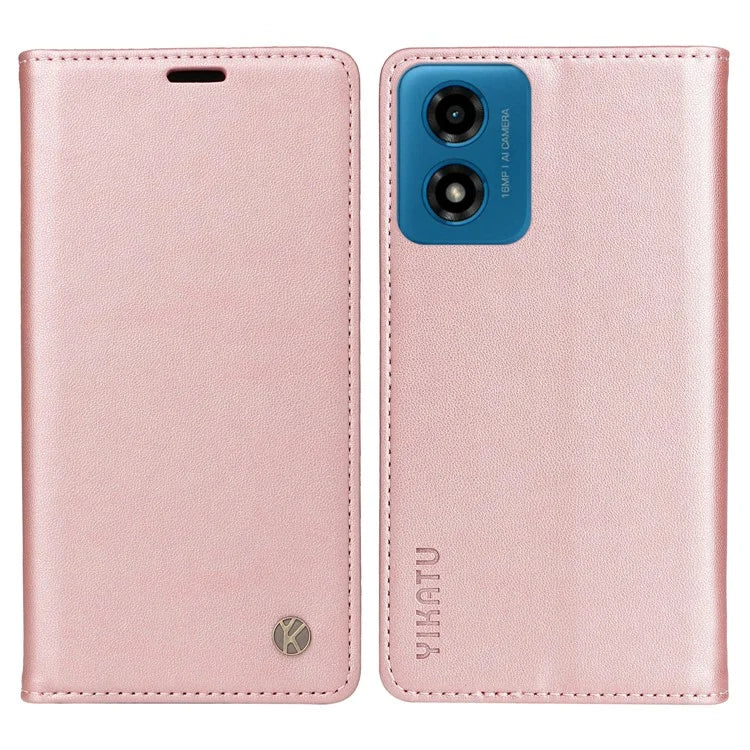 YIKATU YK-001 For Motorola Moto E14 4G / G04 4G / G04s 4G / G24 4G Cell Phone Case Magnetic Closing Leather Cover