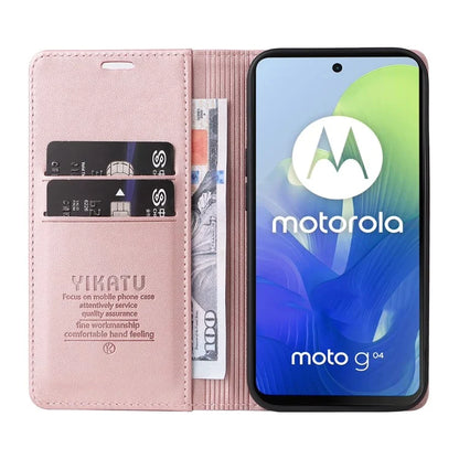 YIKATU YK-001 For Motorola Moto E14 4G / G04 4G / G04s 4G / G24 4G Cell Phone Case Magnetic Closing Leather Cover