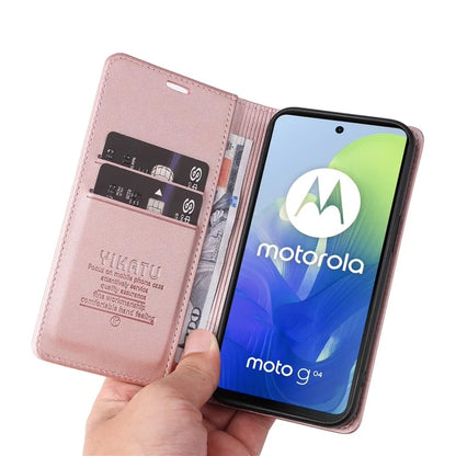 YIKATU YK-001 For Motorola Moto E14 4G / G04 4G / G04s 4G / G24 4G Cell Phone Case Magnetic Closing Leather Cover