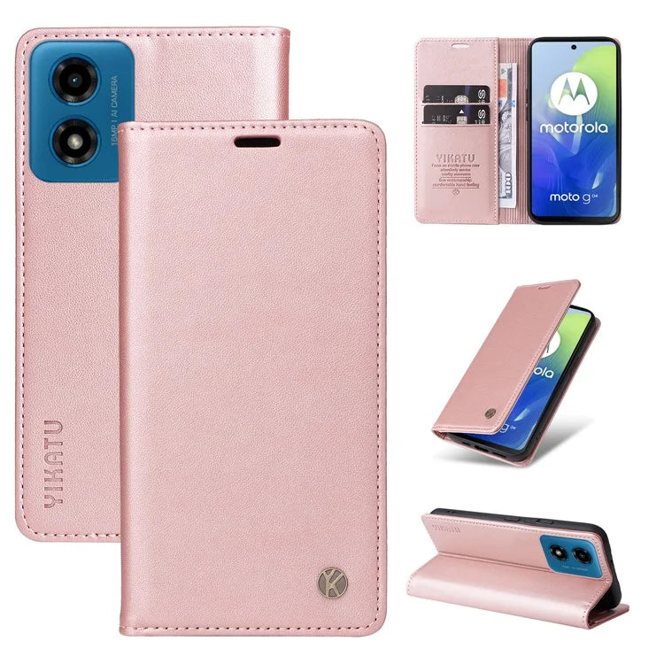 YIKATU YK-001 For Motorola Moto E14 4G / G04 4G / G04s 4G / G24 4G Cell Phone Case Magnetic Closing Leather Cover