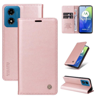YIKATU YK-001 For Motorola Moto E14 4G / G04 4G / G04s 4G / G24 4G Cell Phone Case Magnetic Closing Leather Cover