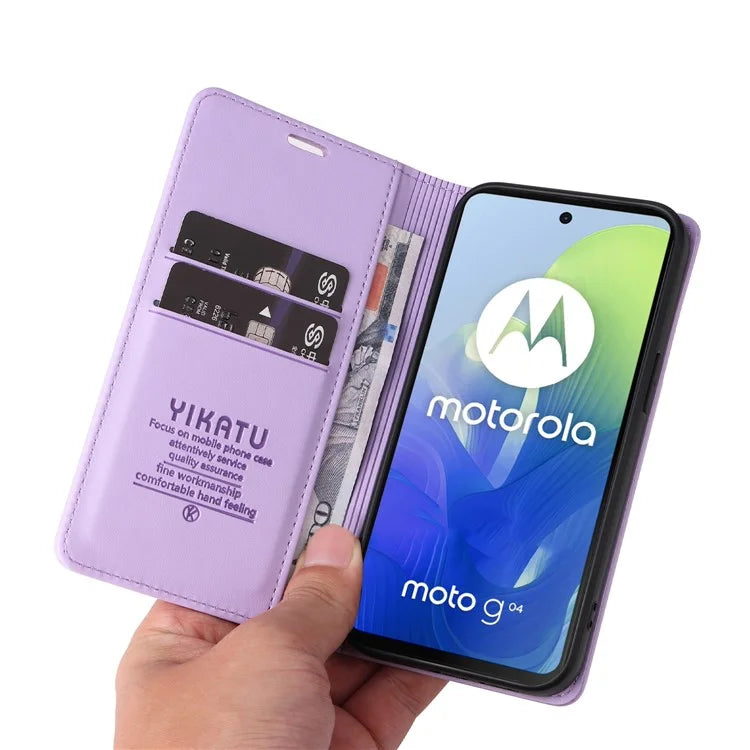 YIKATU YK-001 For Motorola Moto E14 4G / G04 4G / G04s 4G / G24 4G Cell Phone Case Magnetic Closing Leather Cover