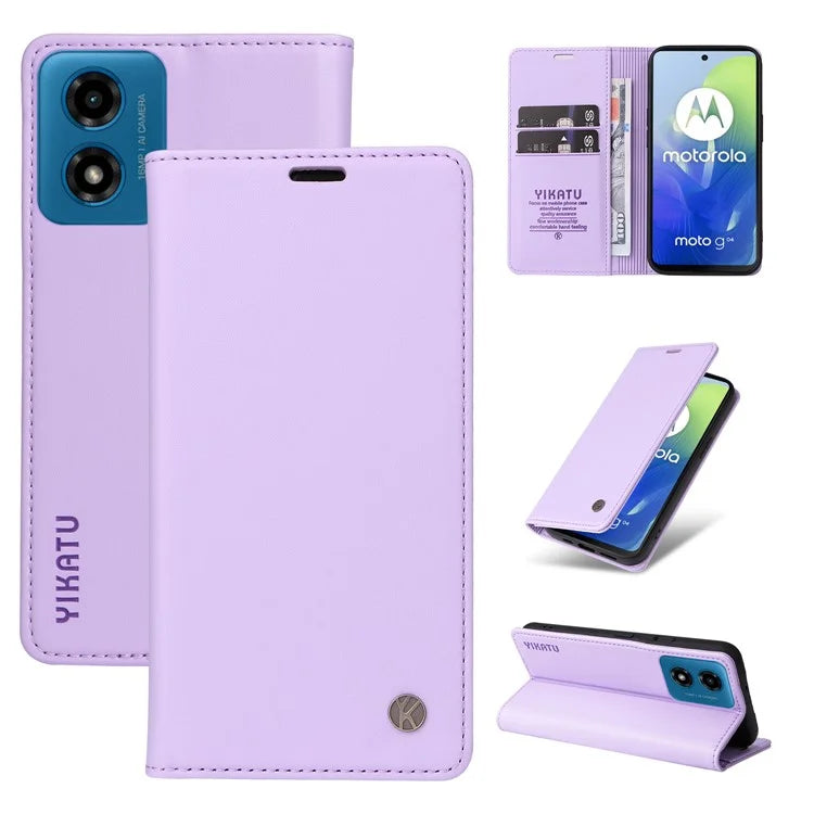 YIKATU YK-001 For Motorola Moto E14 4G / G04 4G / G04s 4G / G24 4G Cell Phone Case Magnetic Closing Leather Cover