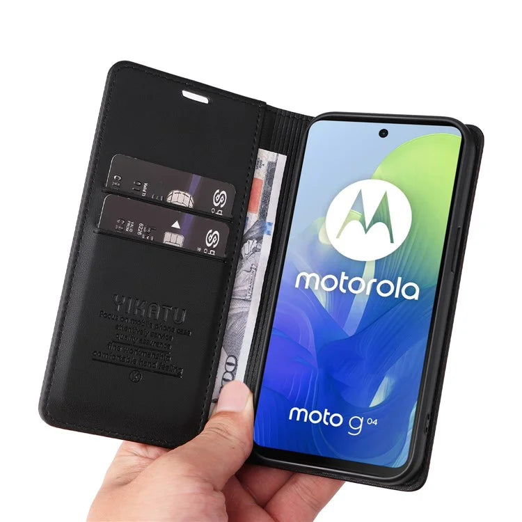 YIKATU YK-001 For Motorola Moto E14 4G / G04 4G / G04s 4G / G24 4G Cell Phone Case Magnetic Closing Leather Cover