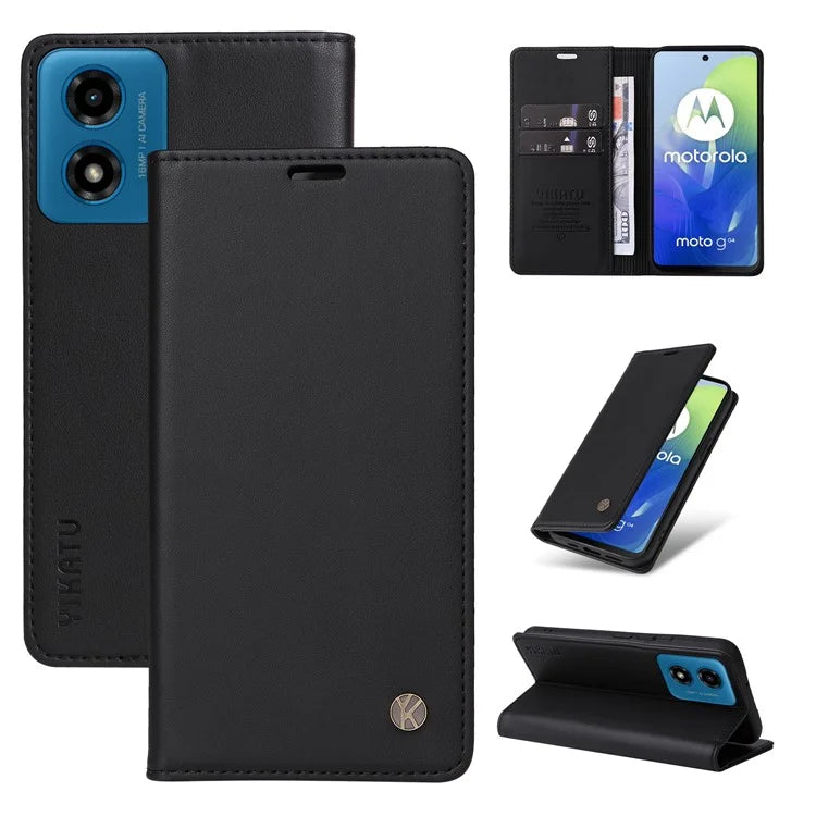 YIKATU YK-001 For Motorola Moto E14 4G / G04 4G / G04s 4G / G24 4G Cell Phone Case Magnetic Closing Leather Cover