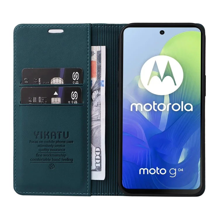 YIKATU YK-001 For Motorola Moto E14 4G / G04 4G / G04s 4G / G24 4G Cell Phone Case Magnetic Closing Leather Cover