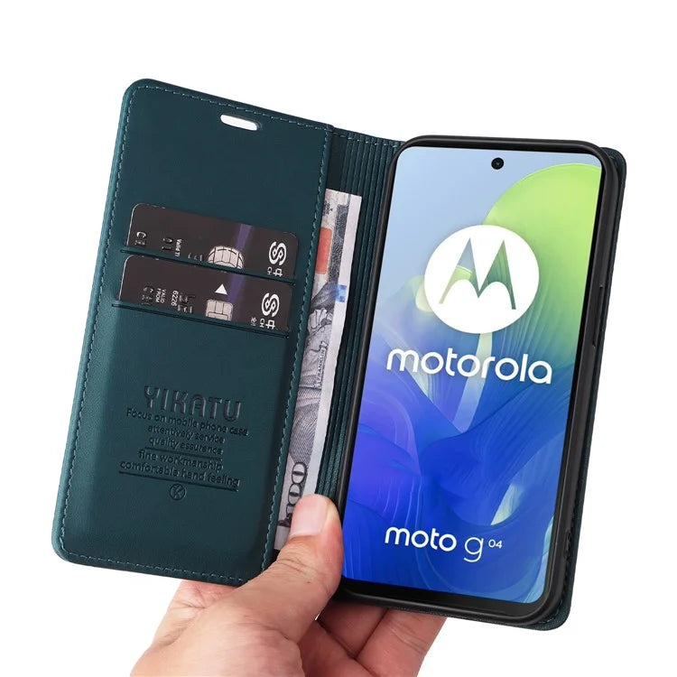 YIKATU YK-001 For Motorola Moto E14 4G / G04 4G / G04s 4G / G24 4G Cell Phone Case Magnetic Closing Leather Cover