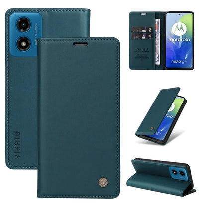 YIKATU YK-001 For Motorola Moto E14 4G / G04 4G / G04s 4G / G24 4G Cell Phone Case Magnetic Closing Leather Cover