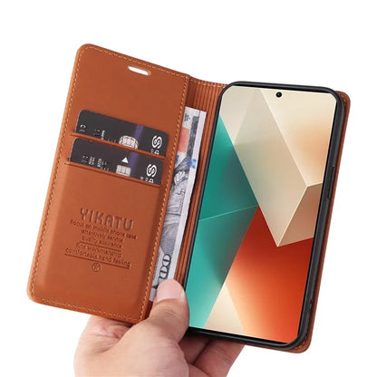 YIKATU YK-001 For Xiaomi Redmi Note 13 5G Cell Phone Case Fully Wrapped Folio Flip Leather Cover