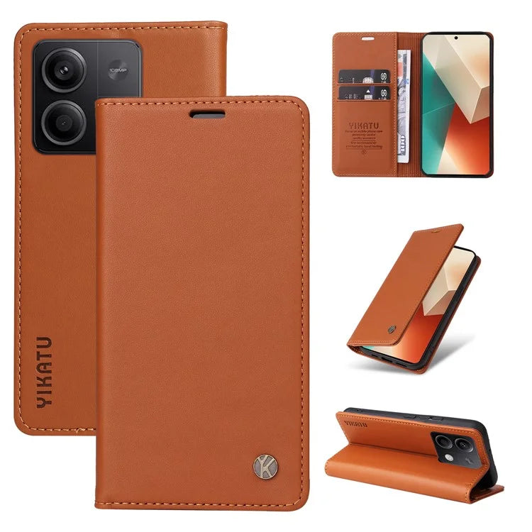 YIKATU YK-001 For Xiaomi Redmi Note 13 5G Cell Phone Case Fully Wrapped Folio Flip Leather Cover