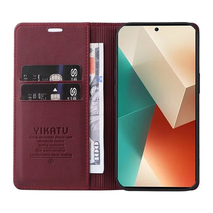 YIKATU YK-001 For Xiaomi Redmi Note 13 5G Cell Phone Case Fully Wrapped Folio Flip Leather Cover