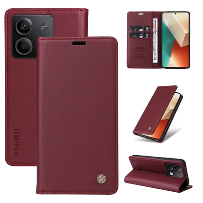 YIKATU YK-001 For Xiaomi Redmi Note 13 5G Cell Phone Case Fully Wrapped Folio Flip Leather Cover