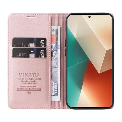 YIKATU YK-001 For Xiaomi Redmi Note 13 5G Cell Phone Case Fully Wrapped Folio Flip Leather Cover