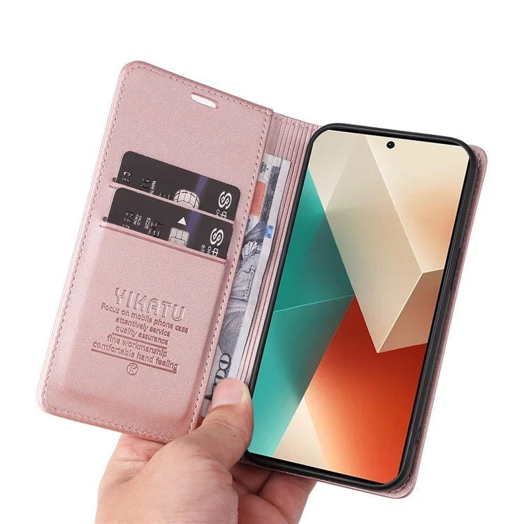 YIKATU YK-001 For Xiaomi Redmi Note 13 5G Cell Phone Case Fully Wrapped Folio Flip Leather Cover