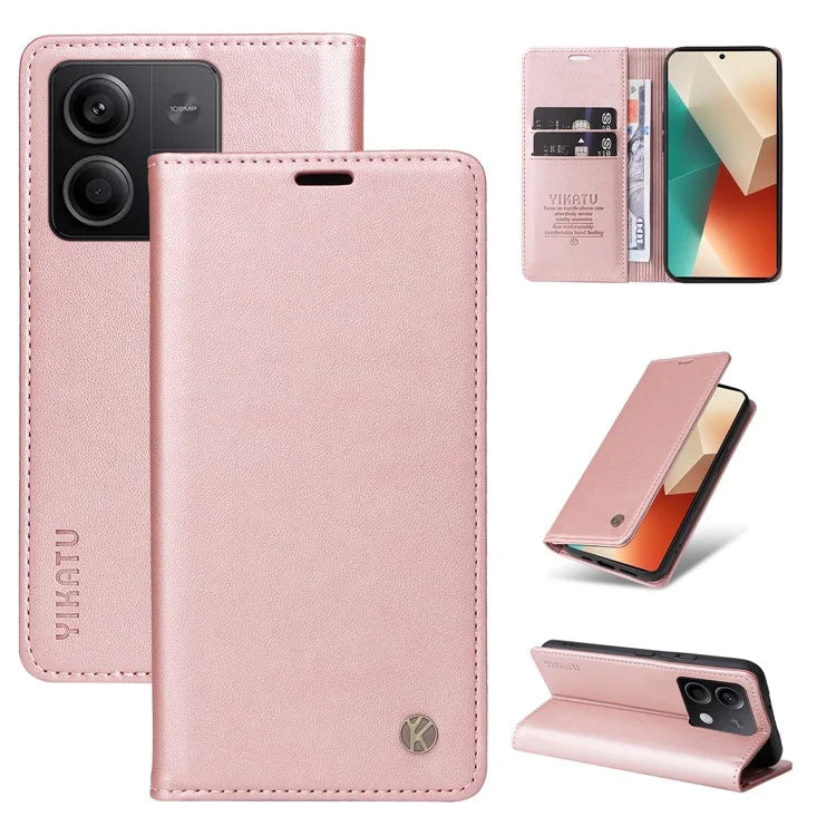 YIKATU YK-001 For Xiaomi Redmi Note 13 5G Cell Phone Case Fully Wrapped Folio Flip Leather Cover