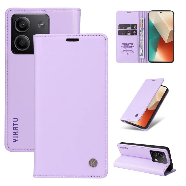 YIKATU YK-001 For Xiaomi Redmi Note 13 5G Cell Phone Case Fully Wrapped Folio Flip Leather Cover