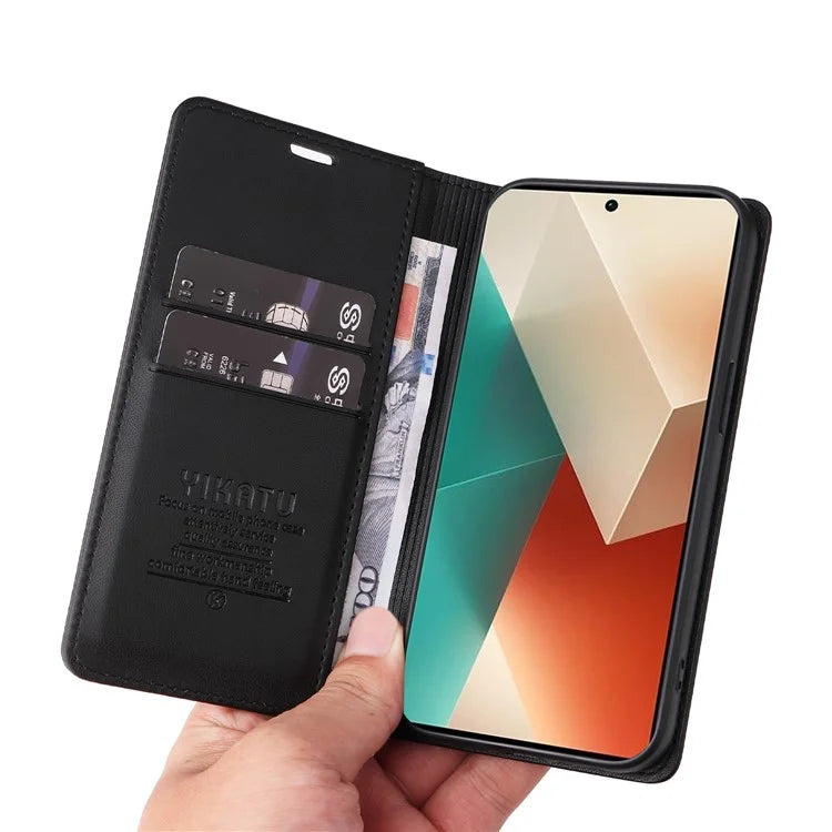 YIKATU YK-001 For Xiaomi Redmi Note 13 5G Cell Phone Case Fully Wrapped Folio Flip Leather Cover