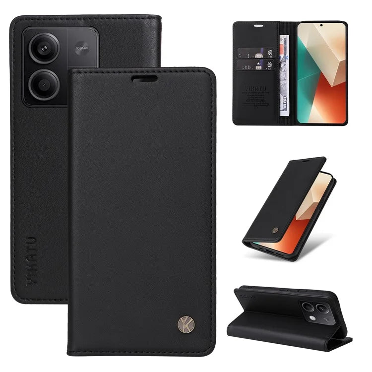 YIKATU YK-001 For Xiaomi Redmi Note 13 5G Cell Phone Case Fully Wrapped Folio Flip Leather Cover