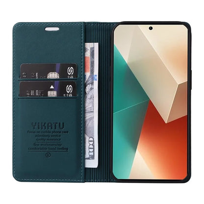 YIKATU YK-001 For Xiaomi Redmi Note 13 5G Cell Phone Case Fully Wrapped Folio Flip Leather Cover