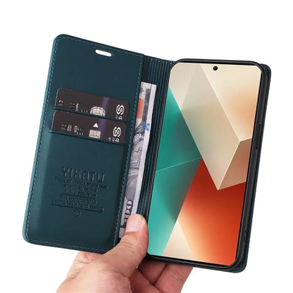YIKATU YK-001 For Xiaomi Redmi Note 13 5G Cell Phone Case Fully Wrapped Folio Flip Leather Cover
