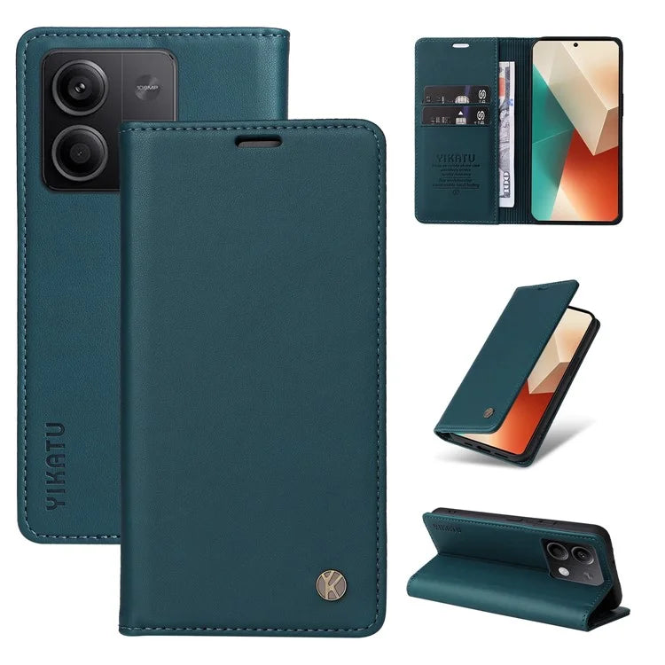 YIKATU YK-001 For Xiaomi Redmi Note 13 5G Cell Phone Case Fully Wrapped Folio Flip Leather Cover