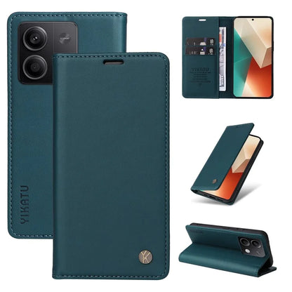 YIKATU YK-001 For Xiaomi Redmi Note 13 5G Cell Phone Case Fully Wrapped Folio Flip Leather Cover