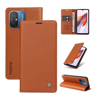 YIKATU YK-001 For Xiaomi Redmi 12C 4G / Redmi 11A 4G Case Magnetic Closure Leather Stand Phone Shell