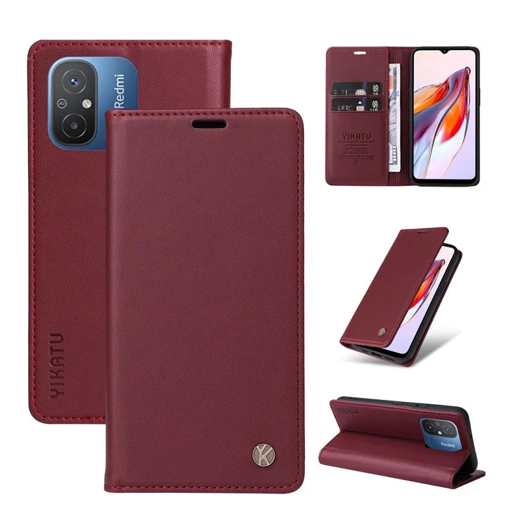 YIKATU YK-001 For Xiaomi Redmi 12C 4G / Redmi 11A 4G Case Magnetic Closure Leather Stand Phone Shell