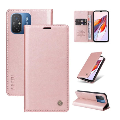 YIKATU YK-001 For Xiaomi Redmi 12C 4G / Redmi 11A 4G Case Magnetic Closure Leather Stand Phone Shell