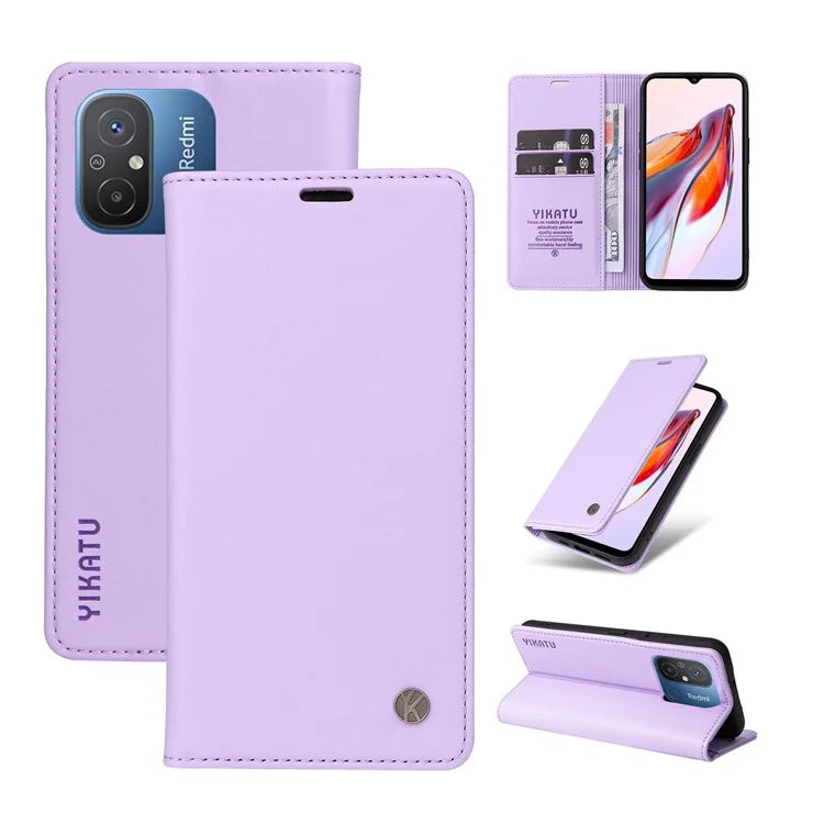 YIKATU YK-001 For Xiaomi Redmi 12C 4G / Redmi 11A 4G Case Magnetic Closure Leather Stand Phone Shell