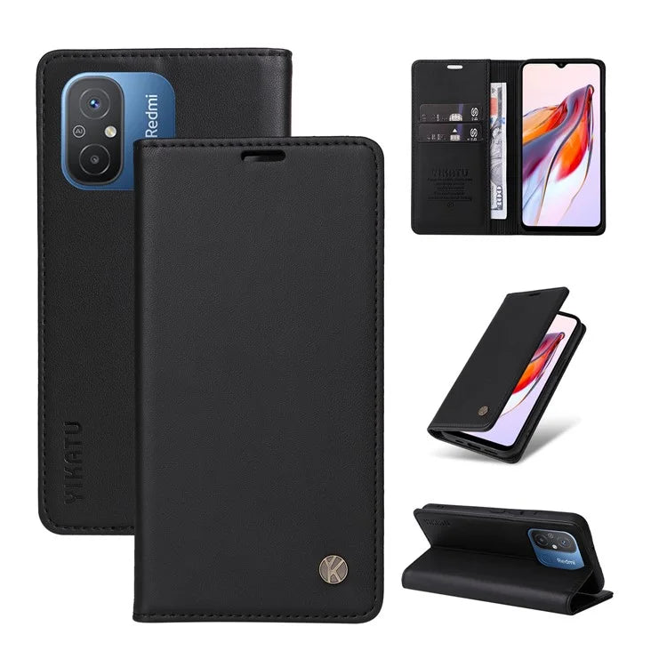 YIKATU YK-001 For Xiaomi Redmi 12C 4G / Redmi 11A 4G Case Magnetic Closure Leather Stand Phone Shell