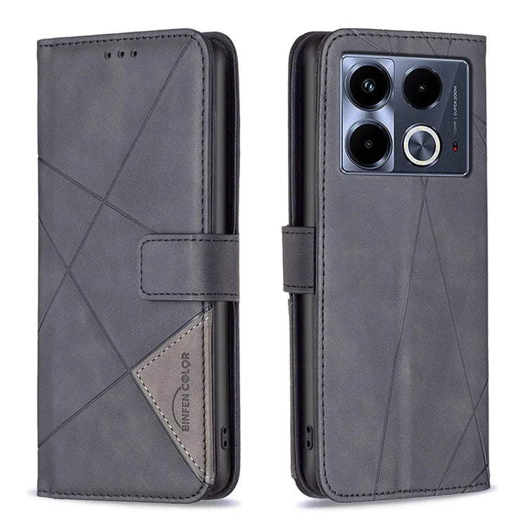 BINFEN COLOR BF05 For Infinix Note 40 Case Stand Wallet PU Leather Geometric Phone Cover